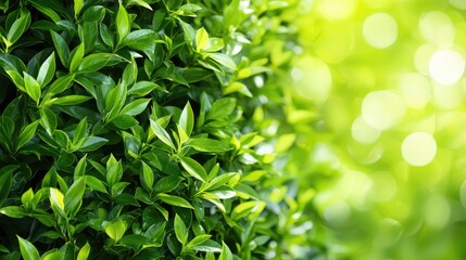 Obraz premium Lush green hedge, sunlight bokeh background, garden nature