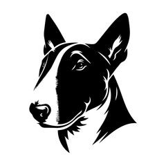 Bull Terrier's head is a black and white logo. EPS vector graphics.