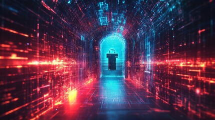 Obraz premium Secure Digital Gateway Cyber Security and Data Protection Concept