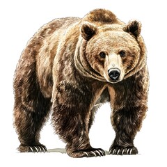 Fototapeta premium Highly Detailed Illustration of a Brown Bear in Natural Habitat