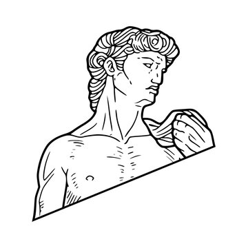 David sculpture - cartoon vector illustration