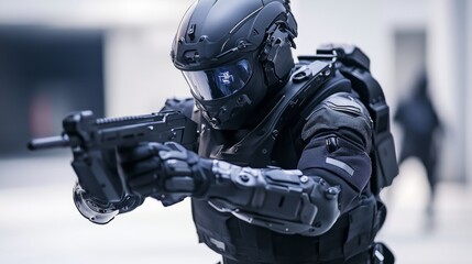 Naklejka premium Futuristic Soldier in Advanced Combat Gear