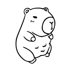 cute cartoon character capybara chill - outline vector design