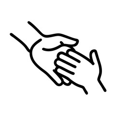 Obraz premium Mother's hand holding baby hand icon for motherhood and care concept