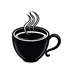 a steaming coffee cup silhouette art