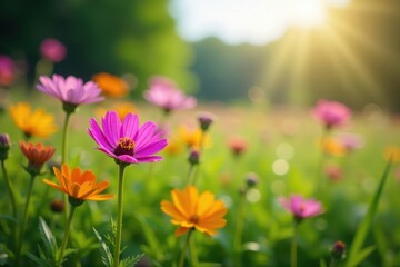 Obraz premium Vibrant wildflowers bloom in a Massachusetts meadow , blossom, Massachusetts wildflowers, bee balm