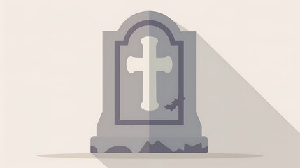 Obraz premium Minimalistic Halloween tombstone icon, crafted with clean lines in light gray.