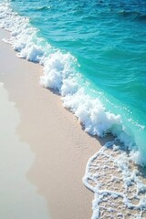 Gentle blue wave crests on pristine white sand, sea, serenity, water