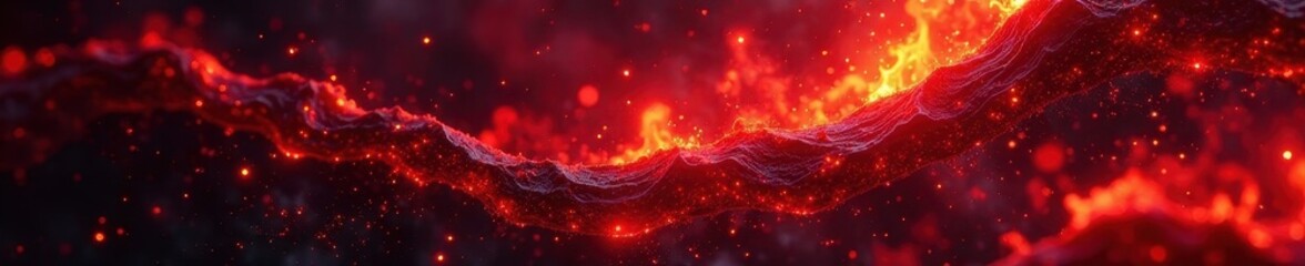 Intricate crimson, black veins, fiery energy system , texture, magma