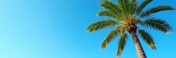 Obraz premium Ancient, weathered palm tree against azure sky , bark, stock, trunk