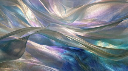 Serene Iridescent Fabric Drapes: A Symphony of Light and Texture