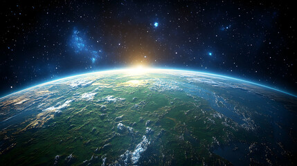 Earth rising, sunrise, from space