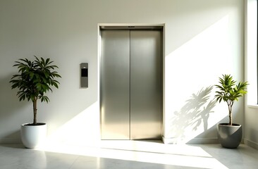 An elevator door in a modern house, with a place for text. 