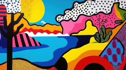  vibrant pop art landscape