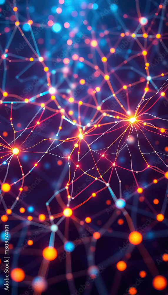 Poster Abstract interconnected nodes and lines resembling neural network connectivity