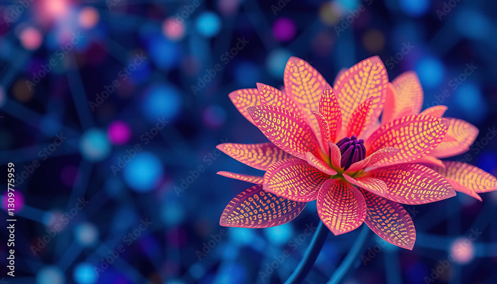 Poster Digitally Rendered Flower with Abstract Background Bold colors and textures enhance visual appeal