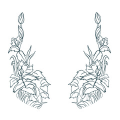 flower vector design element isolated hand drawn art line