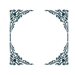 art nouveau abstract leaves floral vector frame line artistic