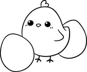 Chicken With Eggs Outline