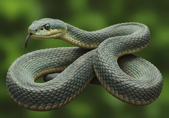 Fototapeta premium Magnificent Green Snake: A Digital Illustration of a Serpentine Creature