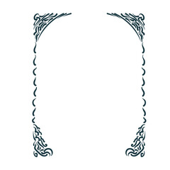 art nouveau abstract leaves floral vector frame line artistic