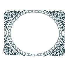 art nouveau abstract leaves floral vector frame line artistic