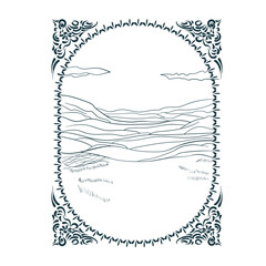 hills vector nature frame line artistic