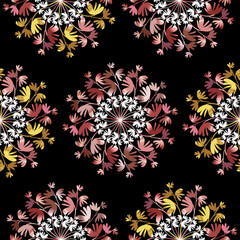 seamless pattern with flowers, shading colors