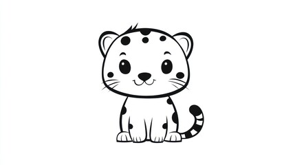 Fototapeta premium A cute stylized illustration of a sitting leopard cub character