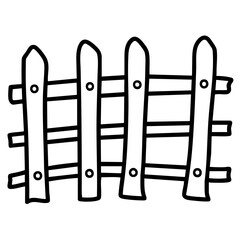 sustainability Agrotourism doodle line art. a wooden fence clipart farm boundary.