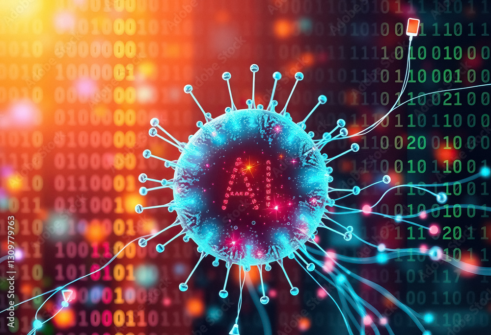 Aufkleber stylized depiction of artificial intelligence represented by virus like structure