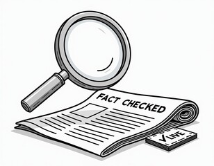 Fact Checked News with Magnifying Glass