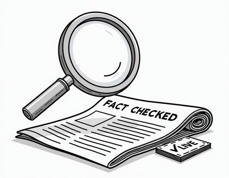 Fact Checked News with Magnifying Glass
