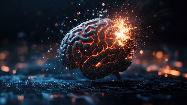 A surreal representation of a brain exploding with colorful thoughts and ideas in an artistic and imaginative style