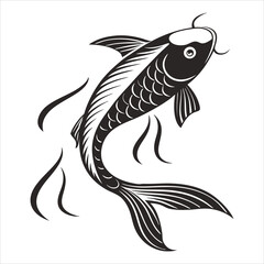 silhouette fish image on white background
