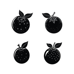 Set of blueberry fruit vector illustration.
