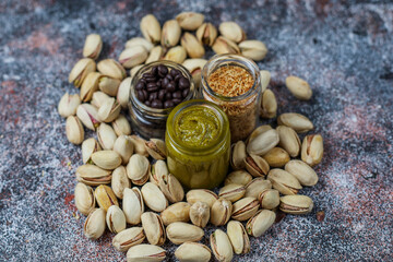 Trendy dubai chocolate ingredients for making dubai chocolate.