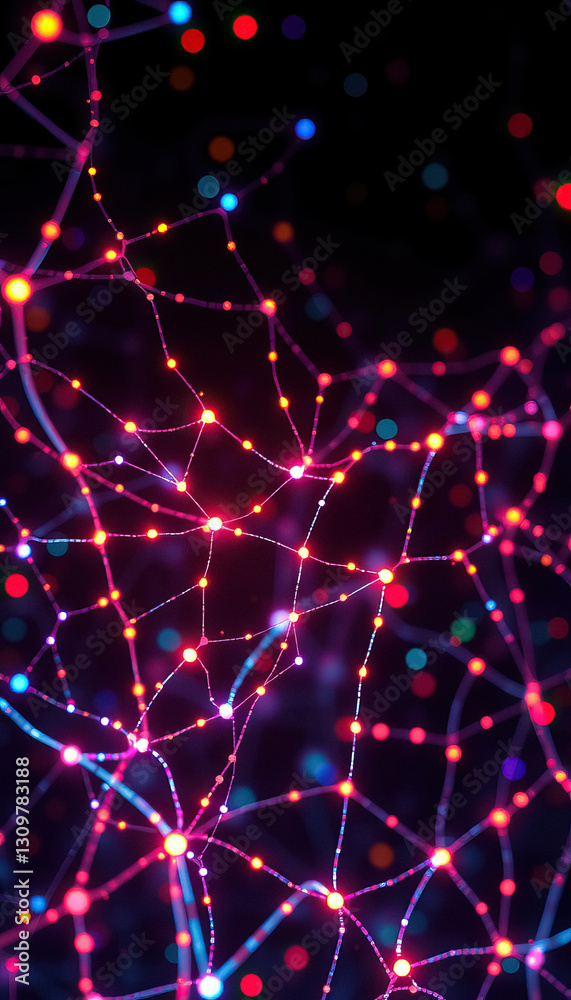 Poster Abstract glowing network of connected dots technology neural network and connections