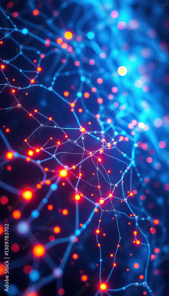 Aufkleber Interconnected Network mesmerizing display of linked nodes and vibrant light connections