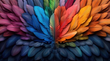 Fototapeta premium A collection of colorful feathers displayed on a clean background highlighting their unique textures and shades