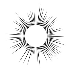 Black sun rays on white background
