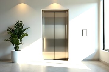 An elevator door in a modern house, with a place for text. 