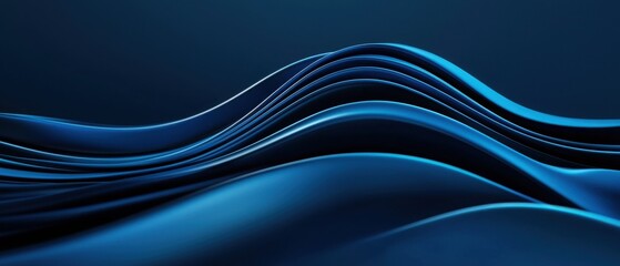 Fototapeta premium Abstract blue waves flowing smoothly, creating a calming and serene visual effect.