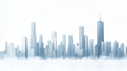 Fototapeta premium Cityscape Skyline Foggy Morning Urban Background Website
