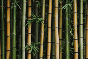 Fototapeta premium Bamboo forest background, Selective focus deep dark bamboo forest.