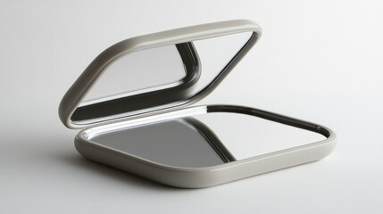 Open Compact Mirror on Light Background