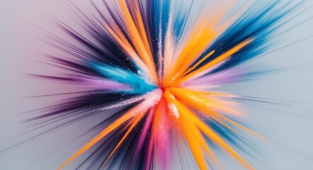 Fototapeta premium Explosive color burst abstract art digital artwork creative space aerial view vivid imagination.