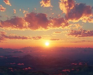 Fototapeta premium Mountain Sunset Sky Panorama