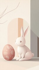Obraz premium Easter bunny with egg illustration