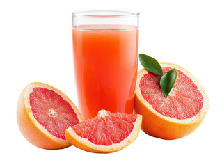Isolated Glass of Grapefruit Juice with Grapefruit